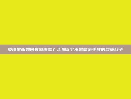 负债累积如何有效借款？汇编5个不需复杂手续的网贷口子