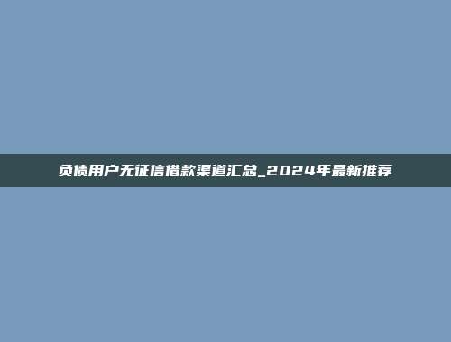 负债用户无征信借款渠道汇总_2024年最新推荐