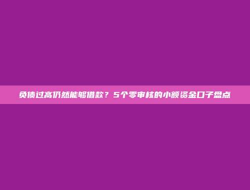 负债过高仍然能够借款？5个零审核的小额资金口子盘点