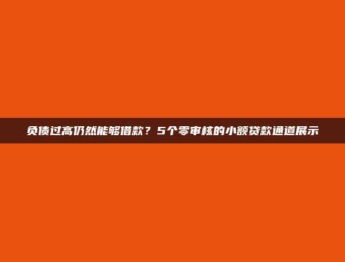 负债过高仍然能够借款？5个零审核的小额贷款通道展示