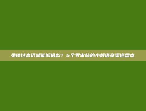 负债过高仍然能够借款？5个零审核的小额借贷渠道盘点