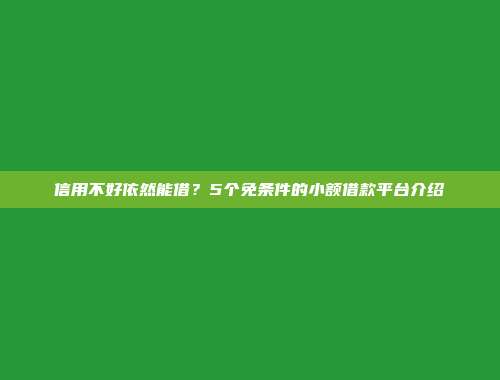 信用不好依然能借？5个免条件的小额借款平台介绍