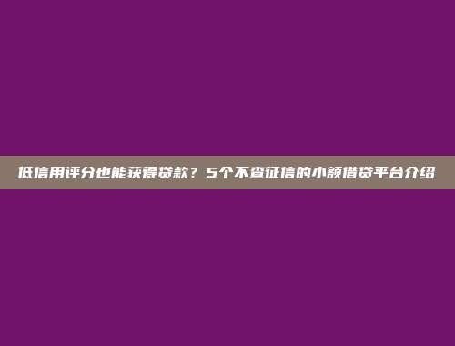 低信用评分也能获得贷款？5个不查征信的小额借贷平台介绍