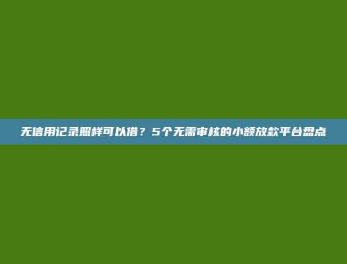 无信用记录照样可以借？5个无需审核的小额放款平台盘点