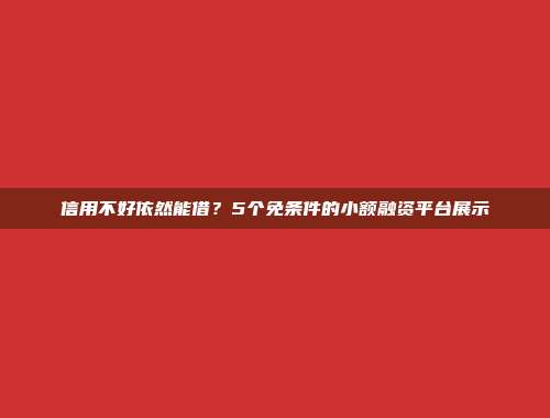 信用不好依然能借？5个免条件的小额融资平台展示