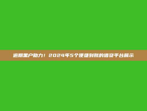 逾期黑户助力！2024年5个便捷到账的借贷平台展示