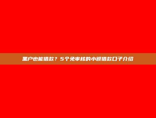 黑户也能借款？5个免审核的小额借款口子介绍