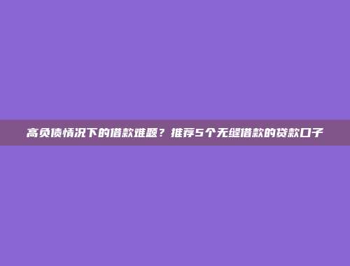 高负债情况下的借款难题？推荐5个无缝借款的贷款口子