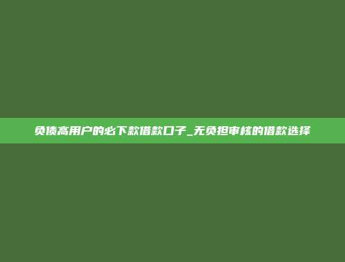 负债高用户的必下款借款口子_无负担审核的借款选择