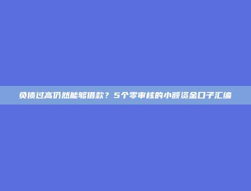 负债过高仍然能够借款？5个零审核的小额资金口子汇编