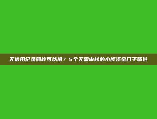 无信用记录照样可以借？5个无需审核的小额资金口子精选