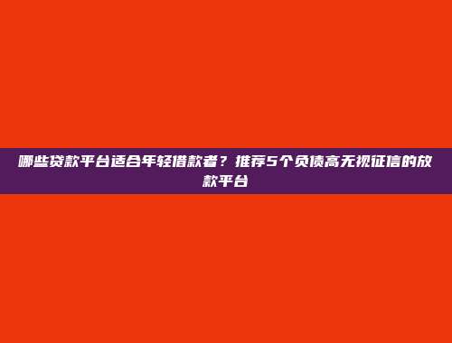 哪些贷款平台适合年轻借款者？推荐5个负债高无视征信的放款平台