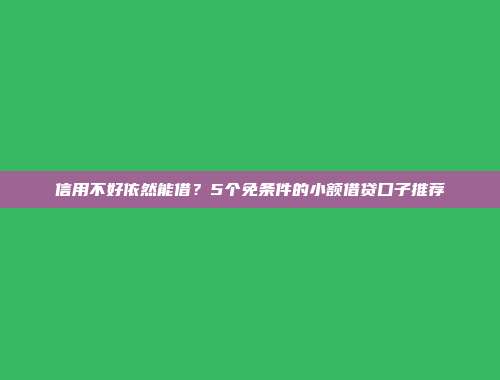 信用不好依然能借？5个免条件的小额借贷口子推荐