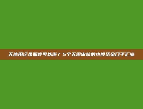 无信用记录照样可以借？5个无需审核的小额资金口子汇编