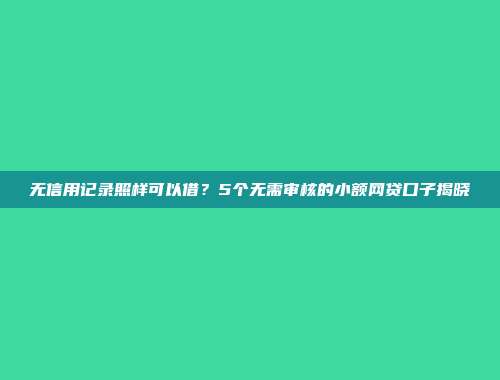 无信用记录照样可以借？5个无需审核的小额网贷口子揭晓