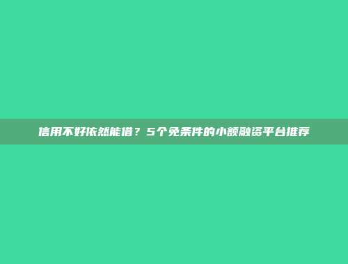 信用不好依然能借？5个免条件的小额融资平台推荐