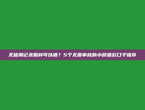 无信用记录照样可以借？5个无需审核的小额借款口子推荐