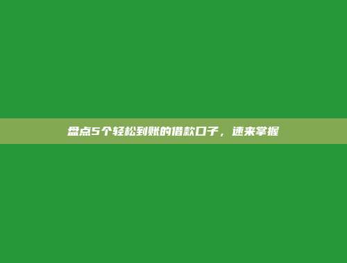 盘点5个轻松到账的借款口子，速来掌握