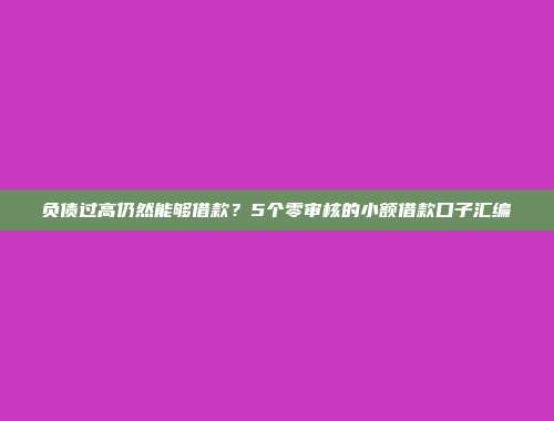 负债过高仍然能够借款？5个零审核的小额借款口子汇编