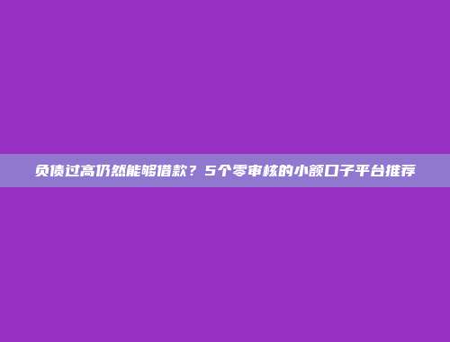 负债过高仍然能够借款？5个零审核的小额口子平台推荐