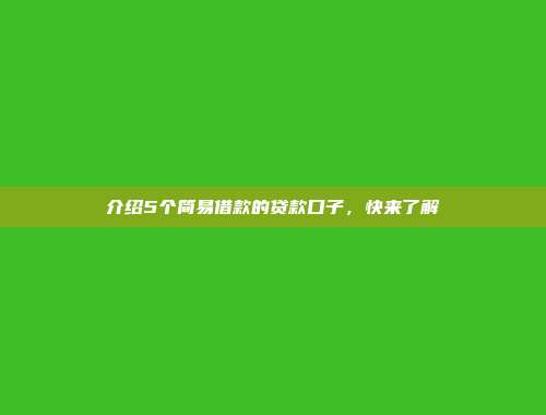 介绍5个简易借款的贷款口子，快来了解