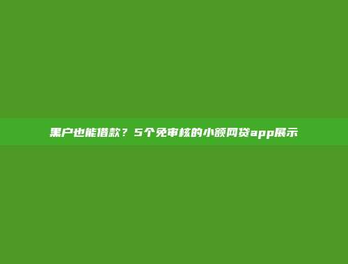 黑户也能借款？5个免审核的小额网贷app展示