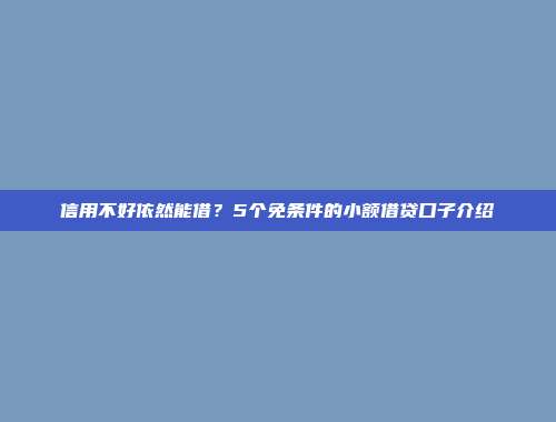 信用不好依然能借？5个免条件的小额借贷口子介绍