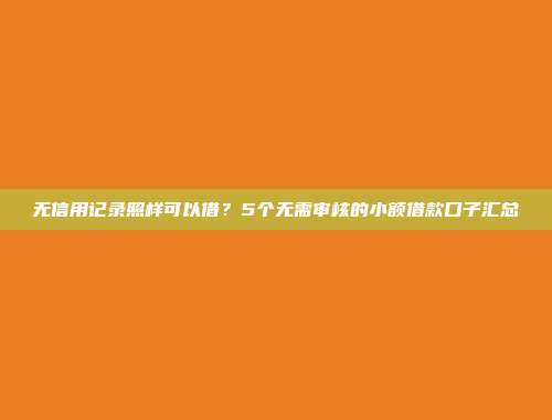 无信用记录照样可以借？5个无需审核的小额借款口子汇总