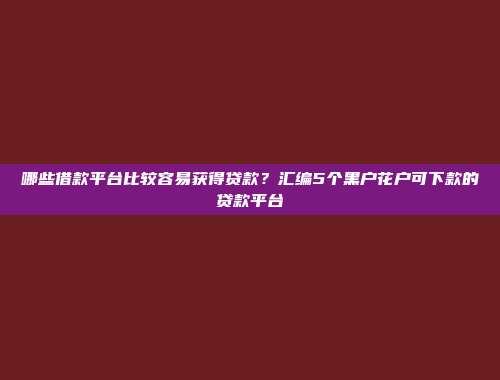 哪些借款平台比较容易获得贷款？汇编5个黑户花户可下款的贷款平台