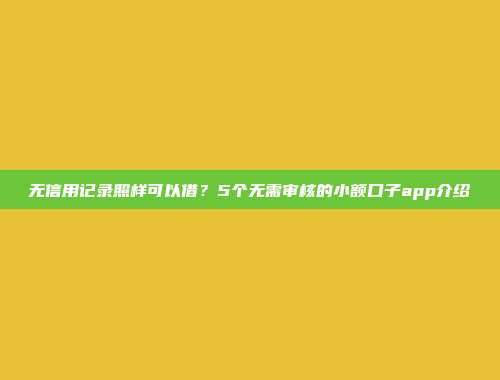 无信用记录照样可以借？5个无需审核的小额口子app介绍