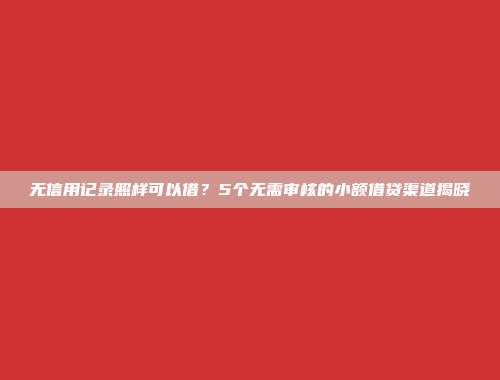 无信用记录照样可以借？5个无需审核的小额借贷渠道揭晓