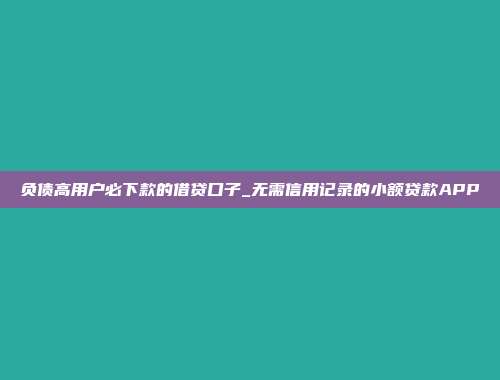 负债高用户必下款的借贷口子_无需信用记录的小额贷款APP