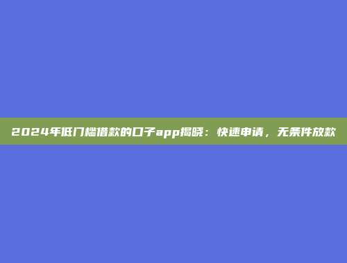 2024年低门槛借款的口子app揭晓：快速申请，无条件放款