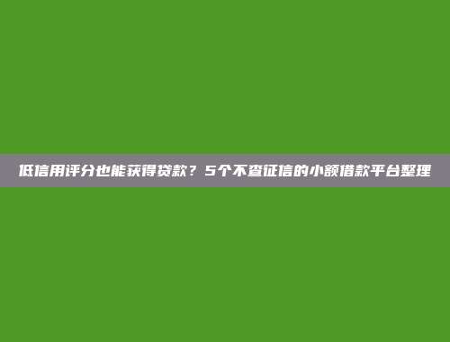 低信用评分也能获得贷款？5个不查征信的小额借款平台整理