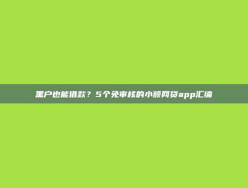 黑户也能借款？5个免审核的小额网贷app汇编