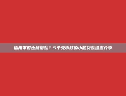 信用不好也能借款？5个免审核的小额贷款通道分享