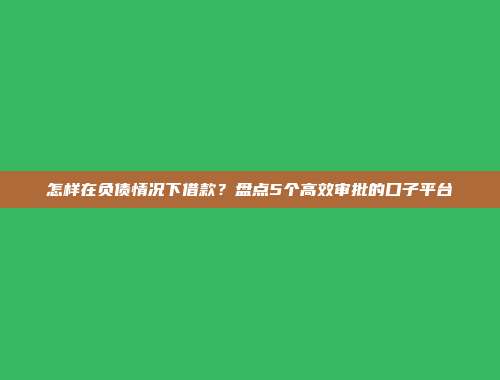 怎样在负债情况下借款？盘点5个高效审批的口子平台