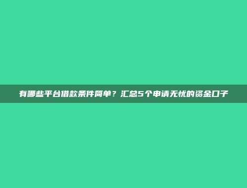 有哪些平台借款条件简单？汇总5个申请无忧的资金口子