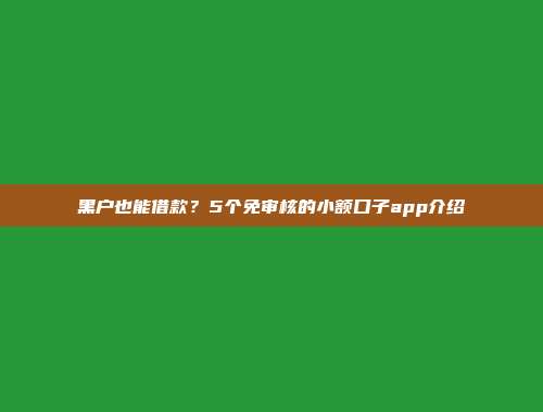 黑户也能借款？5个免审核的小额口子app介绍