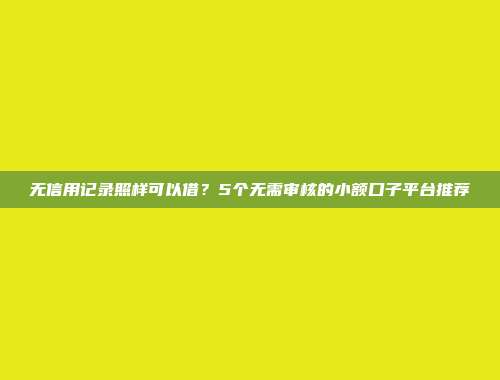 无信用记录照样可以借？5个无需审核的小额口子平台推荐