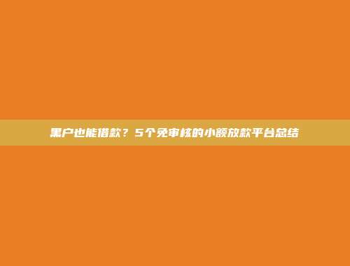 黑户也能借款？5个免审核的小额放款平台总结